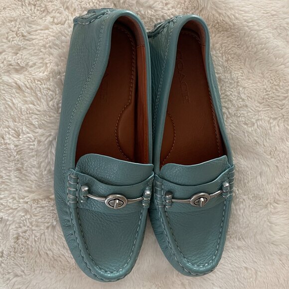 Coach Crosby Driver Turnlock Women's Mint Green Leather Loafers Size: 8.5B - Picture 3 of 10